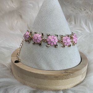 New Pink turtle gold plated adjustable bracelet